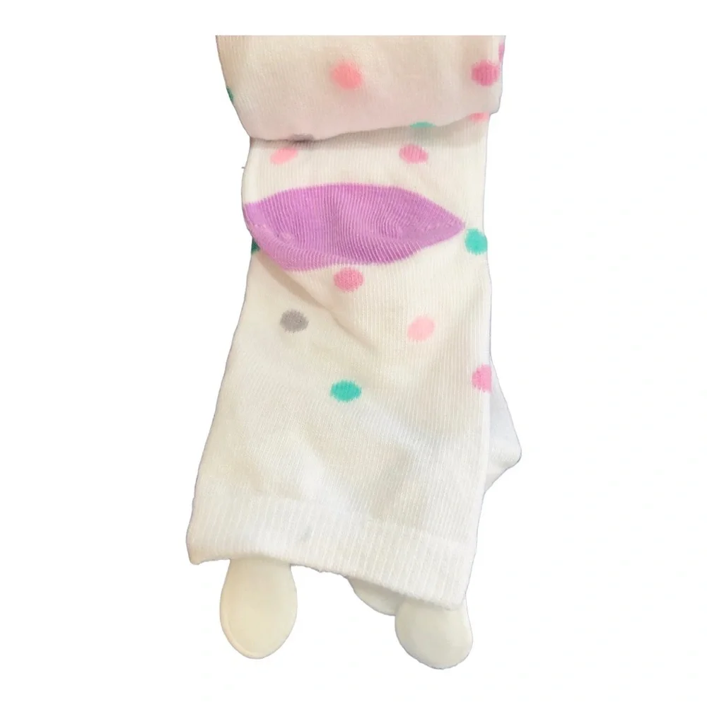 pair of Adorable‎ bunny ears polka dot white socks new